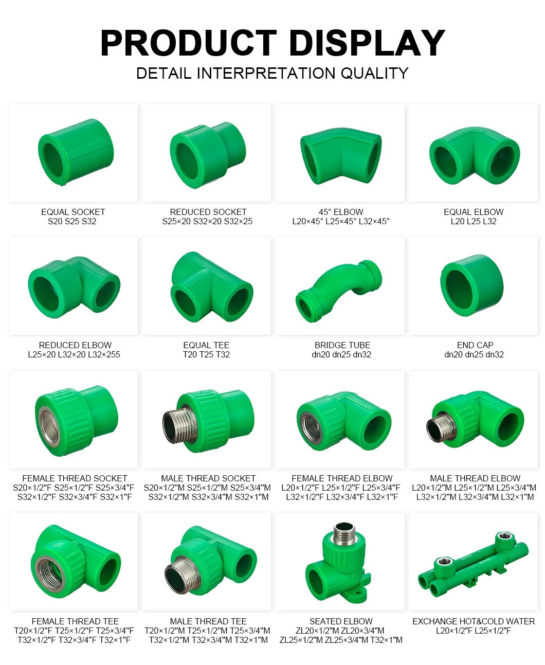 Ifan Customized PPR Pipe Fittings 20 - 63mm Sizes PPR Fitting for Water