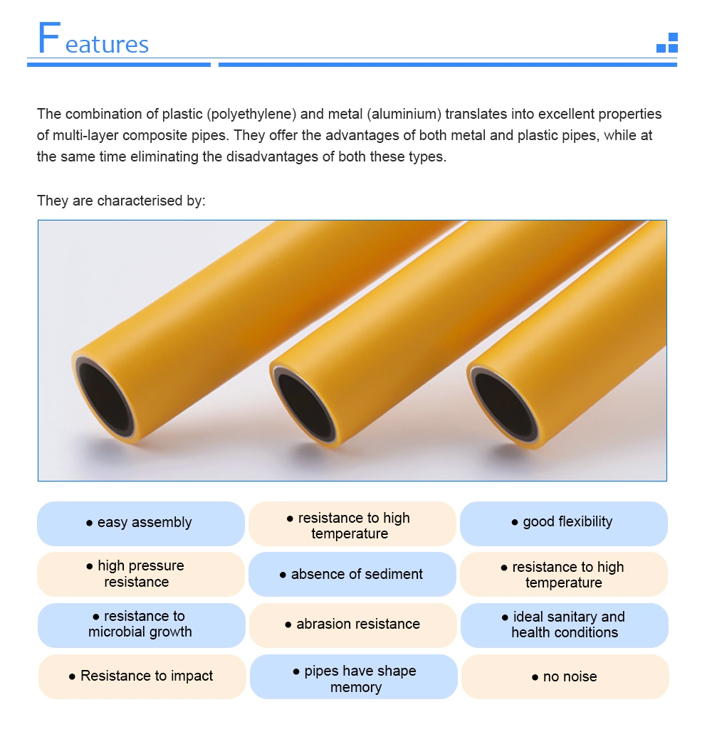 Heat Resistant 16mm Underfloor Heating Hot Water Plumbing Plastic Aluminum Composite Multilayer Pipe Pex Al Pex Pipe