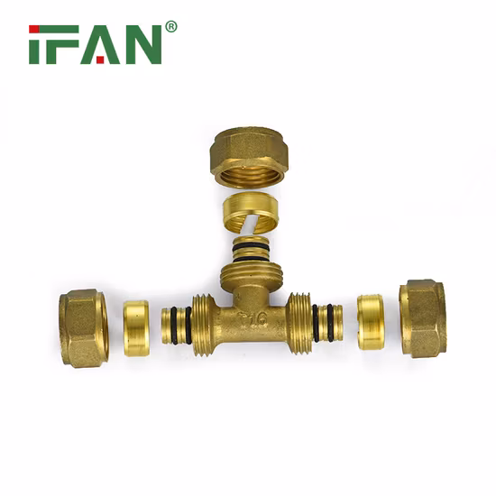 Ifan Factory Yellow Color Brass Compression Fittings 1/2